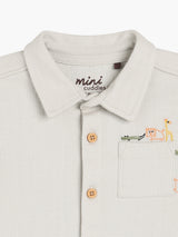 Boys Grey Cotton Half Sleeve Shirt
