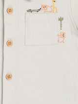 Boys Grey Cotton Half Sleeve Shirt