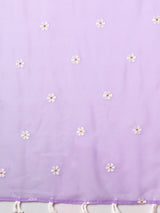 Women's Georgette Lavendar Embroidered Designer Saree With Blouse Piece