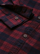 Men's Slim Fit Checkered Full Sleeves Spread Collar Casual Shirt