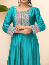 Women's Pine Green Kurta Set with Duppatta