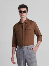 Men's Brown Casual Slim Fit Full Sleeves Shirt