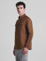 Men's Brown Casual Slim Fit Full Sleeves Shirt