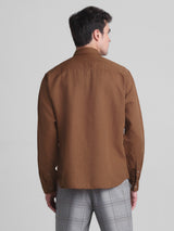 Men's Brown Casual Slim Fit Full Sleeves Shirt