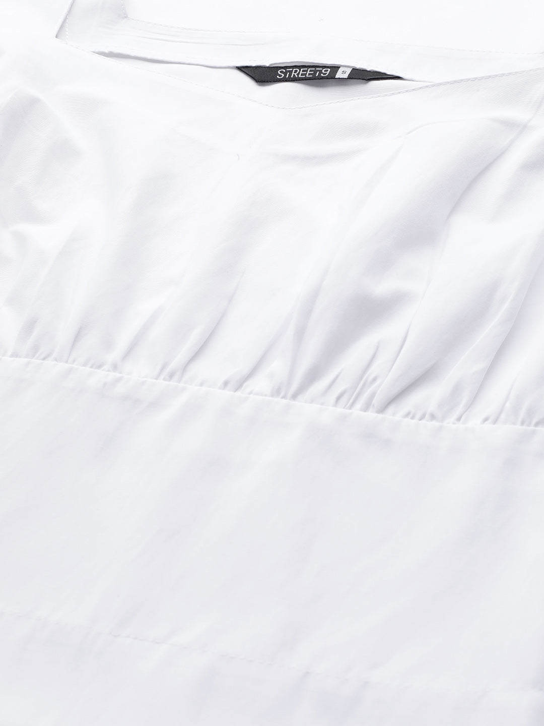 Women's White Puff Sleeves Blouson Top