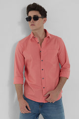 Men's Pink Casual Slim Fit Solid Full Sleeves Shirt
