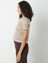 Women's Brown Abstract Print Polo