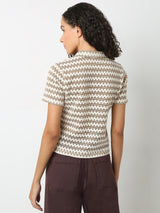 Women's Brown Abstract Print Polo