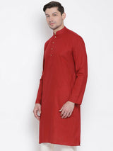 Men's Maroon Traditional Ethnic Full Sleeves Kurta