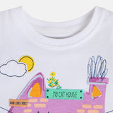 Girls White Casual Regular Fit Printed Top
