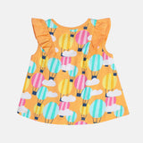 Girls Orange Casual Regular Fit Printed Top