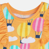 Girls Orange Casual Regular Fit Printed Top