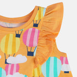 Girls Orange Casual Regular Fit Printed Top