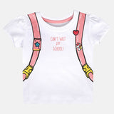Girls White Casual Regular Fit Printed Top