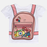 Girls White Casual Regular Fit Printed Top