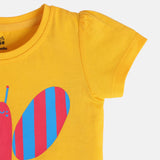 Girls Orange Casual Regular Fit Printed Top
