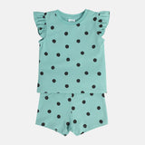 Girls Green Casual Regular Fit Printed Onesie