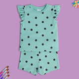 Girls Green Casual Regular Fit Printed Onesie