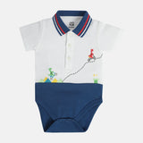 Boys White Casual Regular Fit Printed Onesie