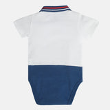 Boys White Casual Regular Fit Printed Onesie