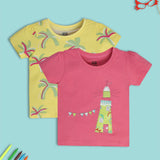 Girls Multicolor Casual Regular Fit Printed Tops - Set of 2
