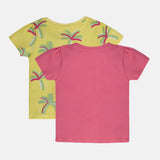 Girls Multicolor Casual Regular Fit Printed Tops - Set of 2