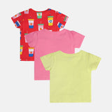 Girls Multicolor Casual Regular Fit Printed Tops - Set of 3