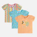 Girls Multicolor Casual Regular Fit Printed Tops - Set of 3