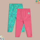 Girls Multicolor Casual Printed Leggings - Set of 2