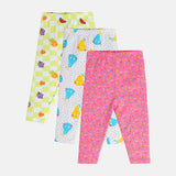 Girls Multicolor Casual Printed Leggings - Set of 3