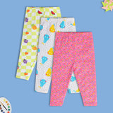 Girls Multicolor Casual Printed Leggings - Set of 3