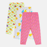 Girls Multicolor Casual Printed Leggings - Set of 3