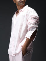 Unisex Pink Casual Regular Fit Solid Full Sleeves Shirt