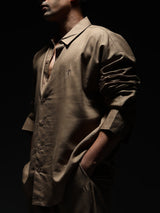 Unisex Brown Casual Regular Fit Solid Full Sleeves Shirt