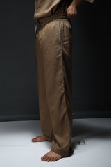 Unisex Brown Casual Solid Wide Leg Pant