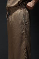 Unisex Brown Casual Solid Wide Leg Pant