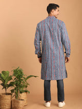 Men's Blue Festive Ethnic Full Sleeves Kurta