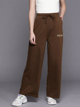Women's Brown Casual Typography Regular Fit Trackpant