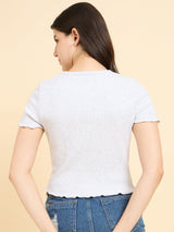 Women's Grey Casual Slim Fit Solid Top
