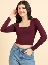 Women's Red Casual Skinny Fit Top