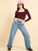 Women's Red Casual Skinny Fit Top