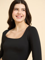 Women's Black Casual Skinny Fit Top