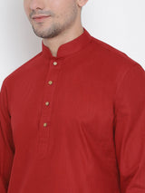 Men's Maroon Traditional Ethnic Full Sleeves Kurta
