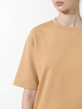 Women's Beige Knitted Casual Solid Regular Fit Half Sleeves Tshirt