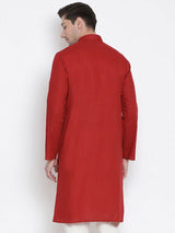 Men's Maroon Traditional Ethnic Full Sleeves Kurta