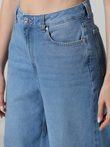 Women's Blue Woven Casual Solid Regular Fit Jeans