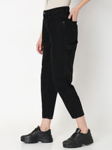 Women's Black Mid Rise Straight Fit Jeans