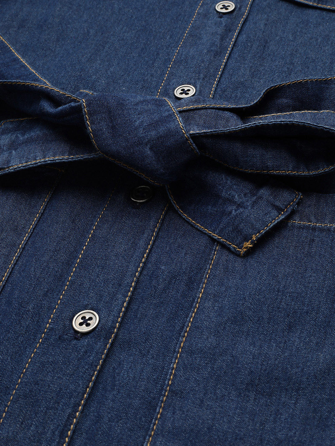 Women's Blue Solid Shirt Dress