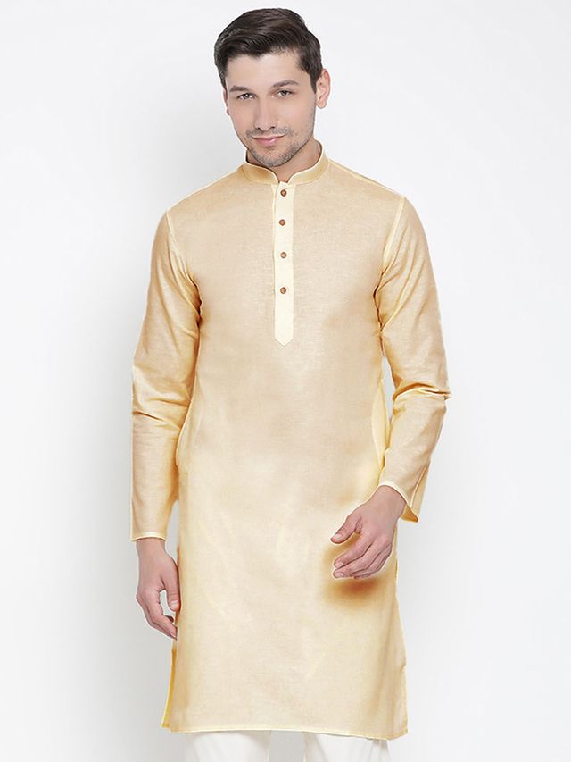 Men's Beige Traditional Ethnic Full Sleeves Kurta