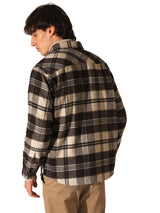 Men's Brown Casual Regular Fit Checked Full Sleeves Jacket